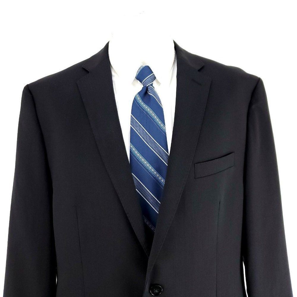 Calvin Klein Wool 2 Button Blazer 42R Or Slim Fit‎ 44R Gray Herringbone